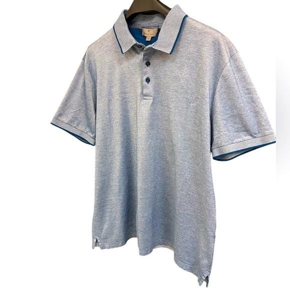 Canali L-XL (56 Canali) golf shirt in excellent near new cond- blue iridescent - Picture 1 of 12